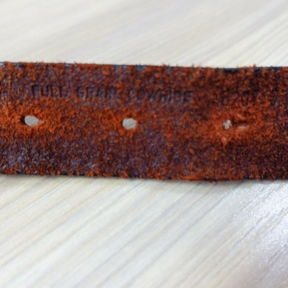 Belt Mens Brown‎ Leather Western Buckle 36 Laced Medieval Full Grain Cowhide USA - Picture 11 of 12